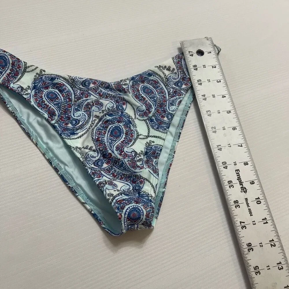 Frankie’s Bikinis Blue Paisley Bikini Bottoms Size Large New